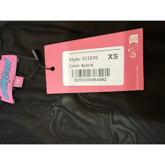 Edikted Black Sheer Mesh Lace Trim Bow Crop Top Y2K Coquette Core Size XS NWT - Picture 6 of 9